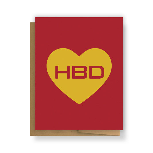 HBD Yellow Heart Greeting Card